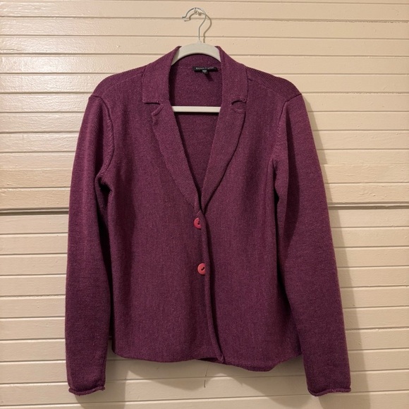 Eileen Fisher Orchid Purple Button Wool Cardigan - Picture 1 of 6